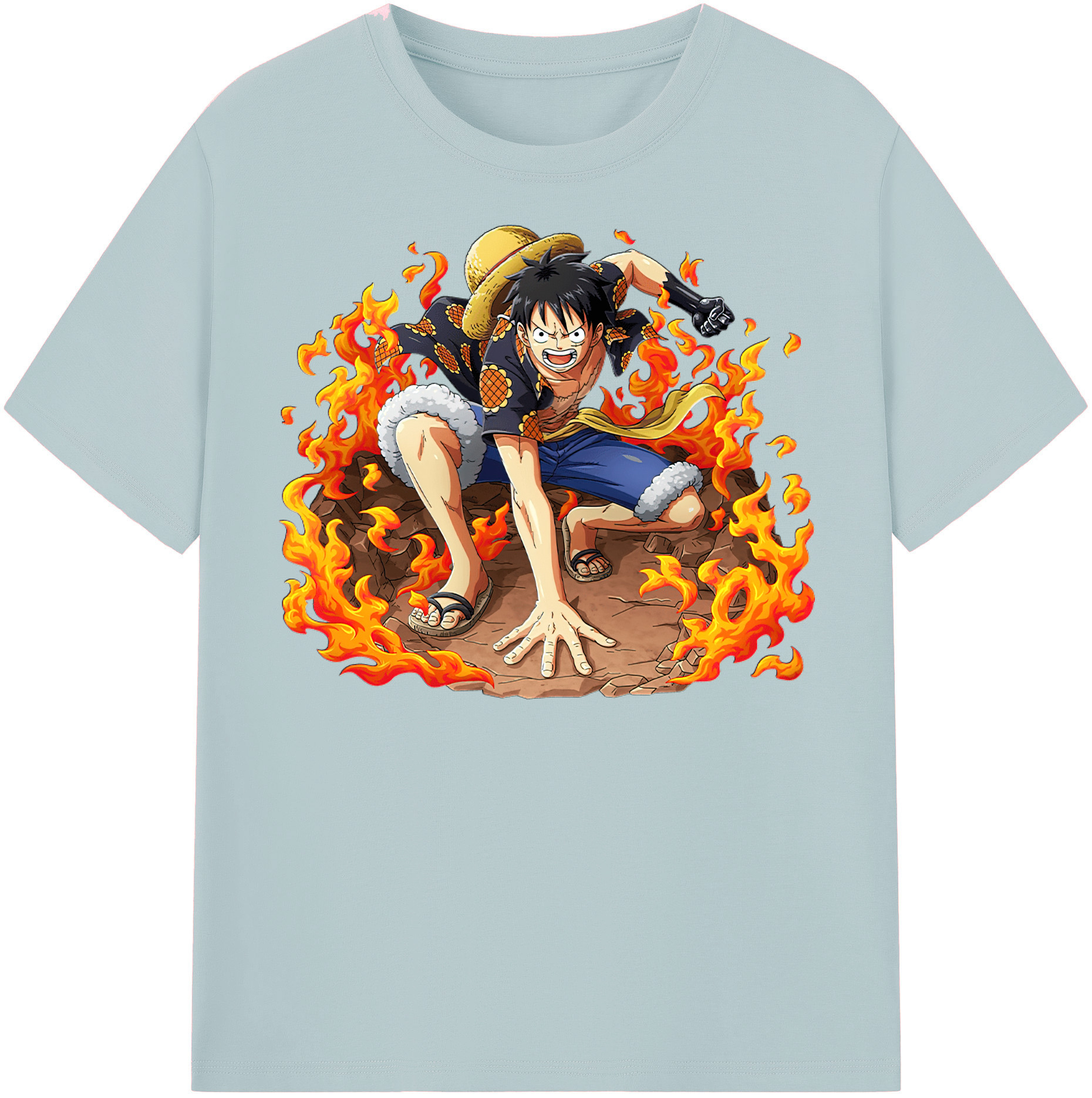 ワンピース モンキー・D・ルフィ ONE PIECE Monkey D. Luffy 綿100％半袖Tシャツ（フロントプリント）
